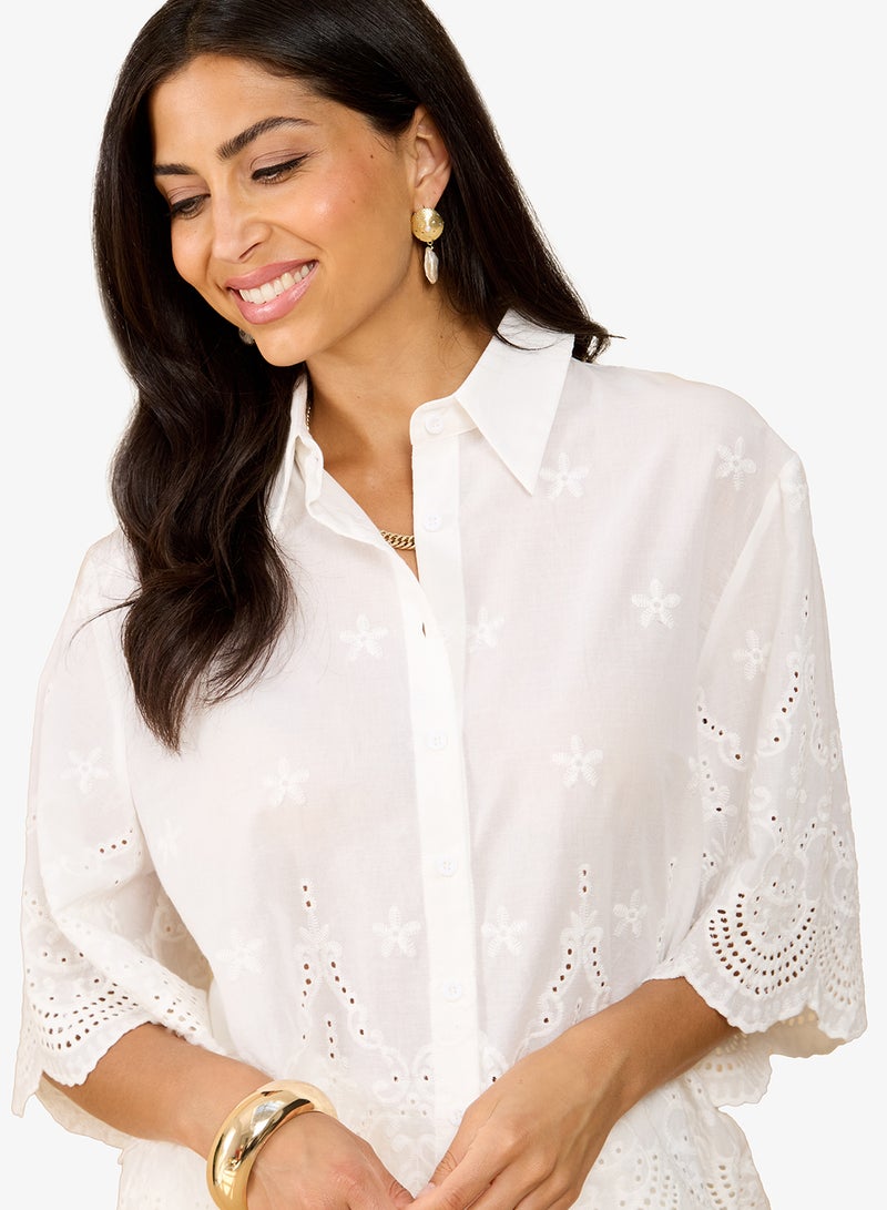 Little Mistress White embroidered Shirt - Image 3